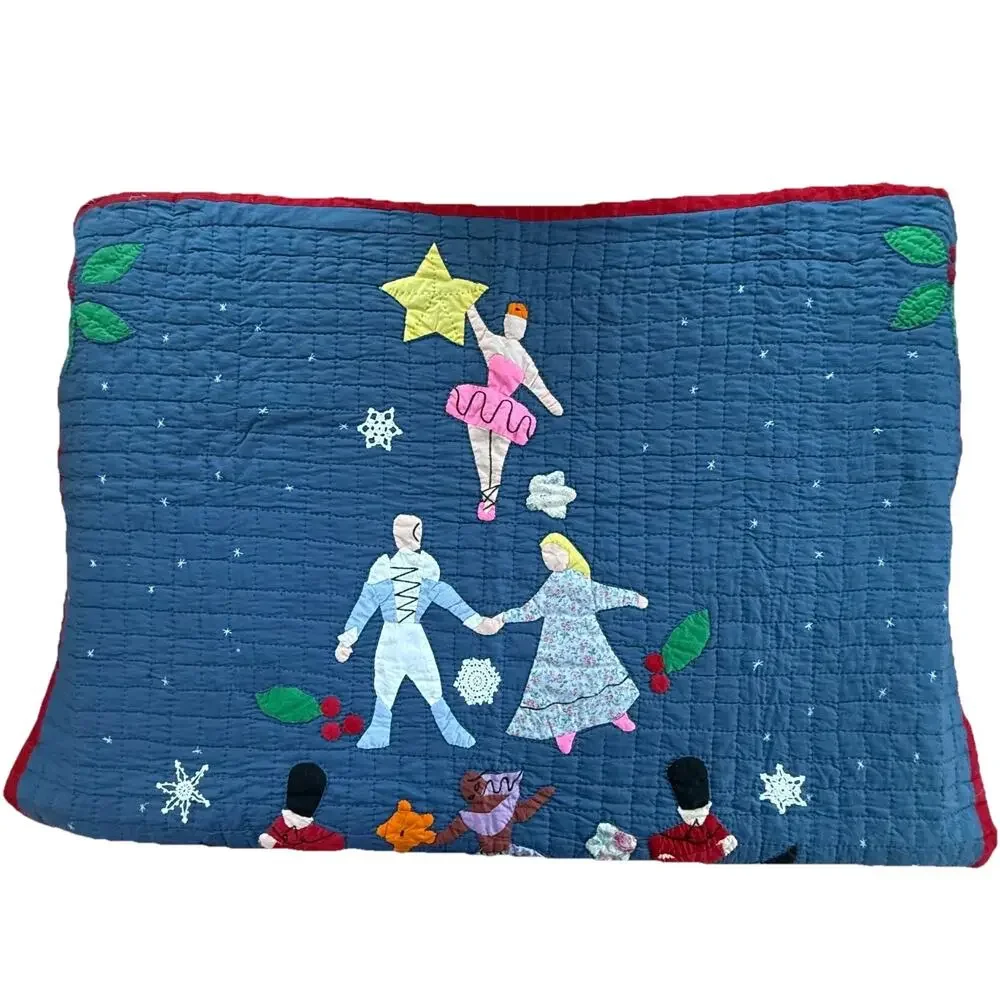 Vintage Handmade Nutcracker Ballet Applique Quilt Christmas Heirloom ~ 54x71